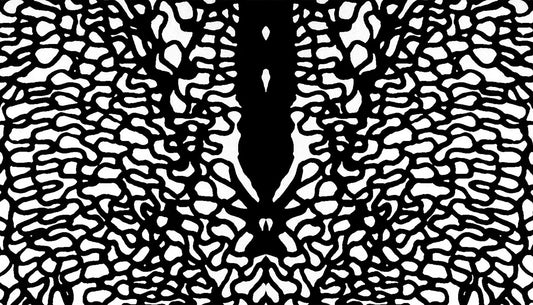 Illustration abstraite en noir et blanc explorant des formes et textures inspirées du liège, mettant en lumière la fusion entre nature et art.