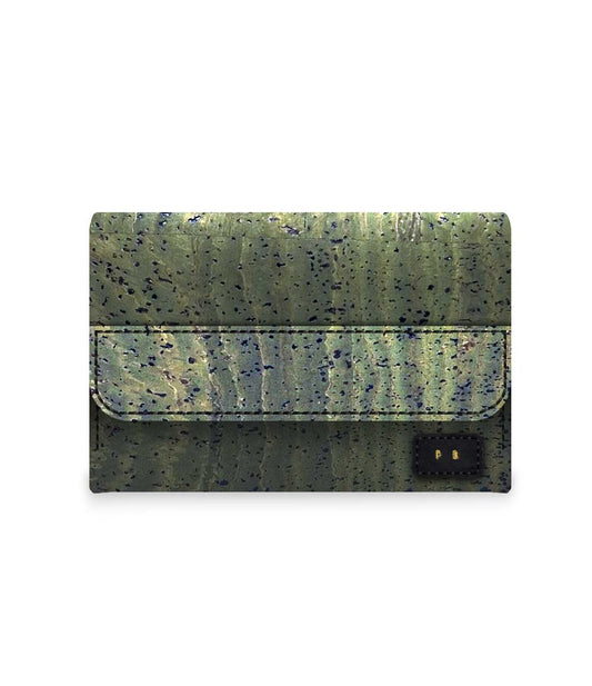 Portefeuille en liège kaki refine fabriqué en France par Paola Borde